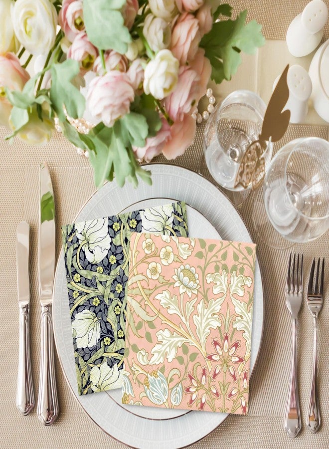 Whaline 50Pcs William Morris Floral Paper Napkin Disposable Luncheon Napkins Vintage Flower Dinner Dessert Napkins for Birthday Wedding Party Supplies Table Decor - Image 5